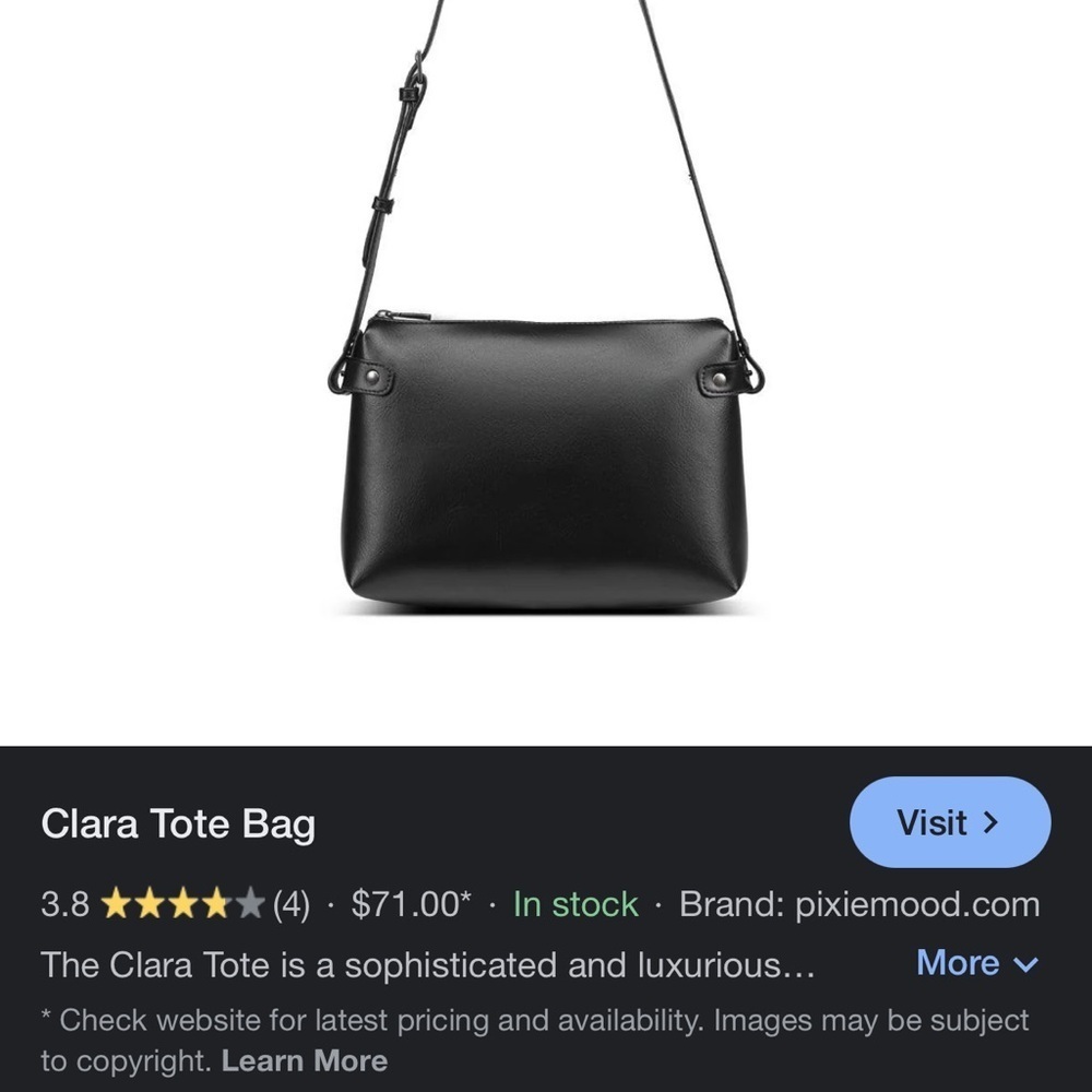 Pixie Mood Black Tote Bag Sleek Structured Design